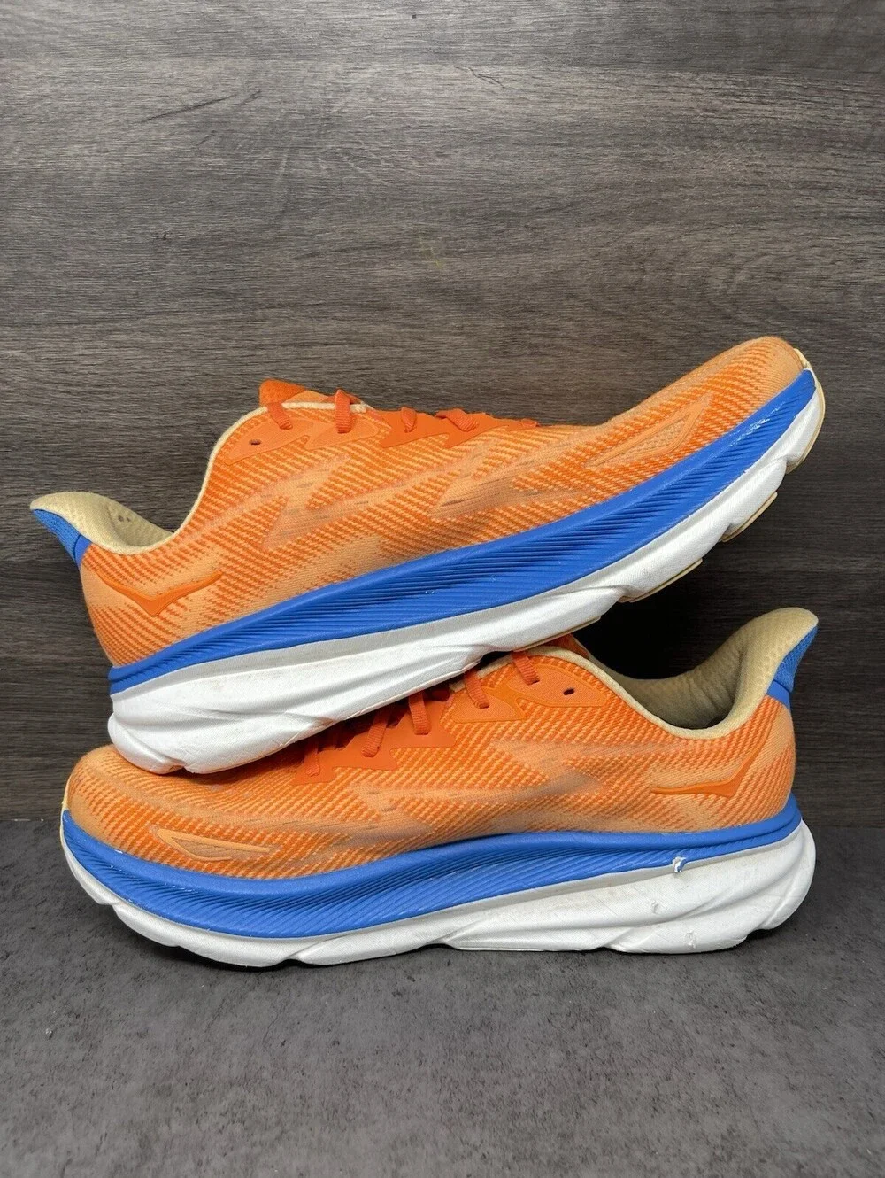 HOKA Clifton 9 Vibrant Orange Impala Mens Size 13 Running Walking Shoes Sneakers